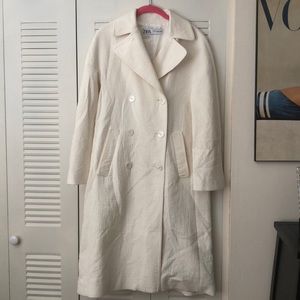 Zara long cream colored coat